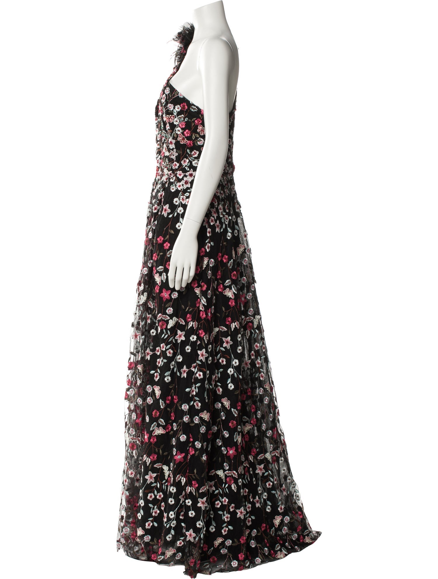 Mac Duggal Floral Print Long Dress