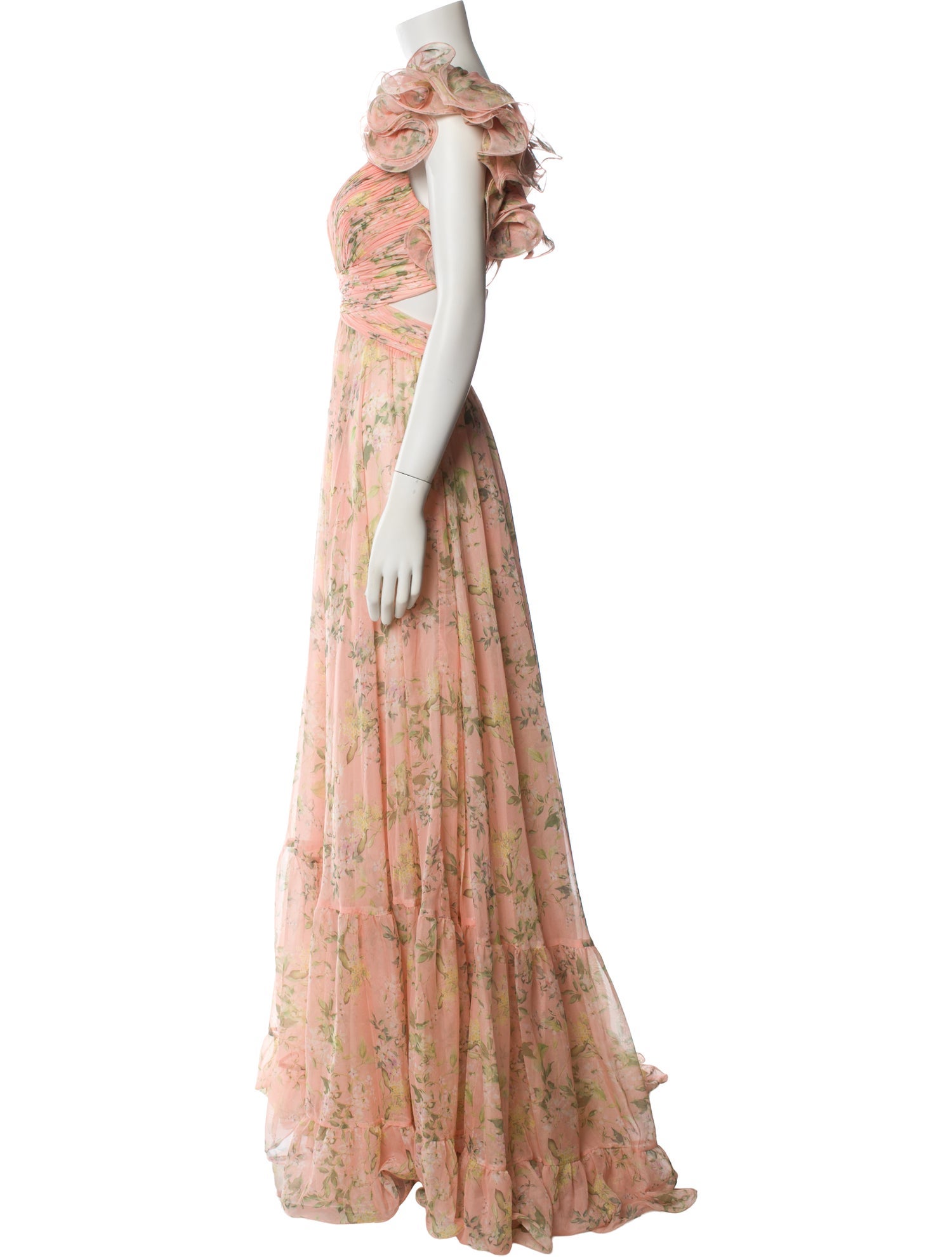 Mac Duggal Floral Print Long Dress