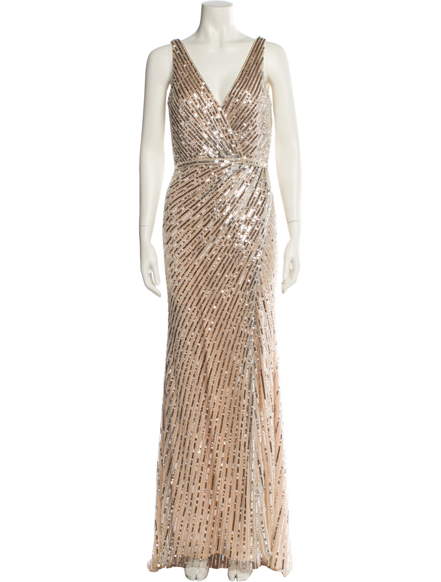 Mac Duggal Striped Long Dress