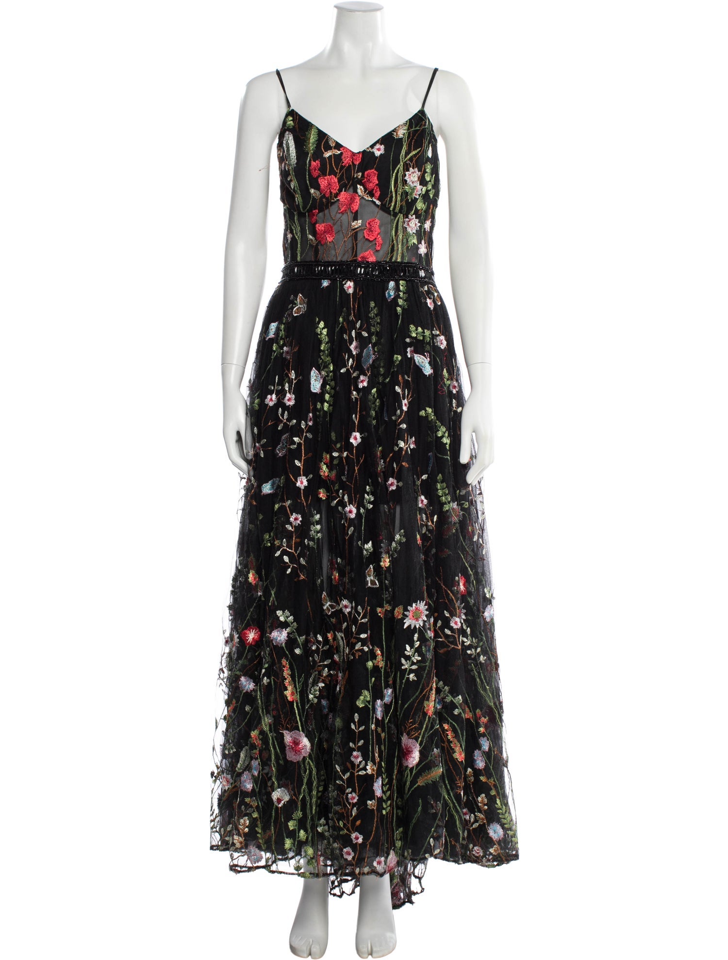 Mac Duggal Floral Print Long Dress