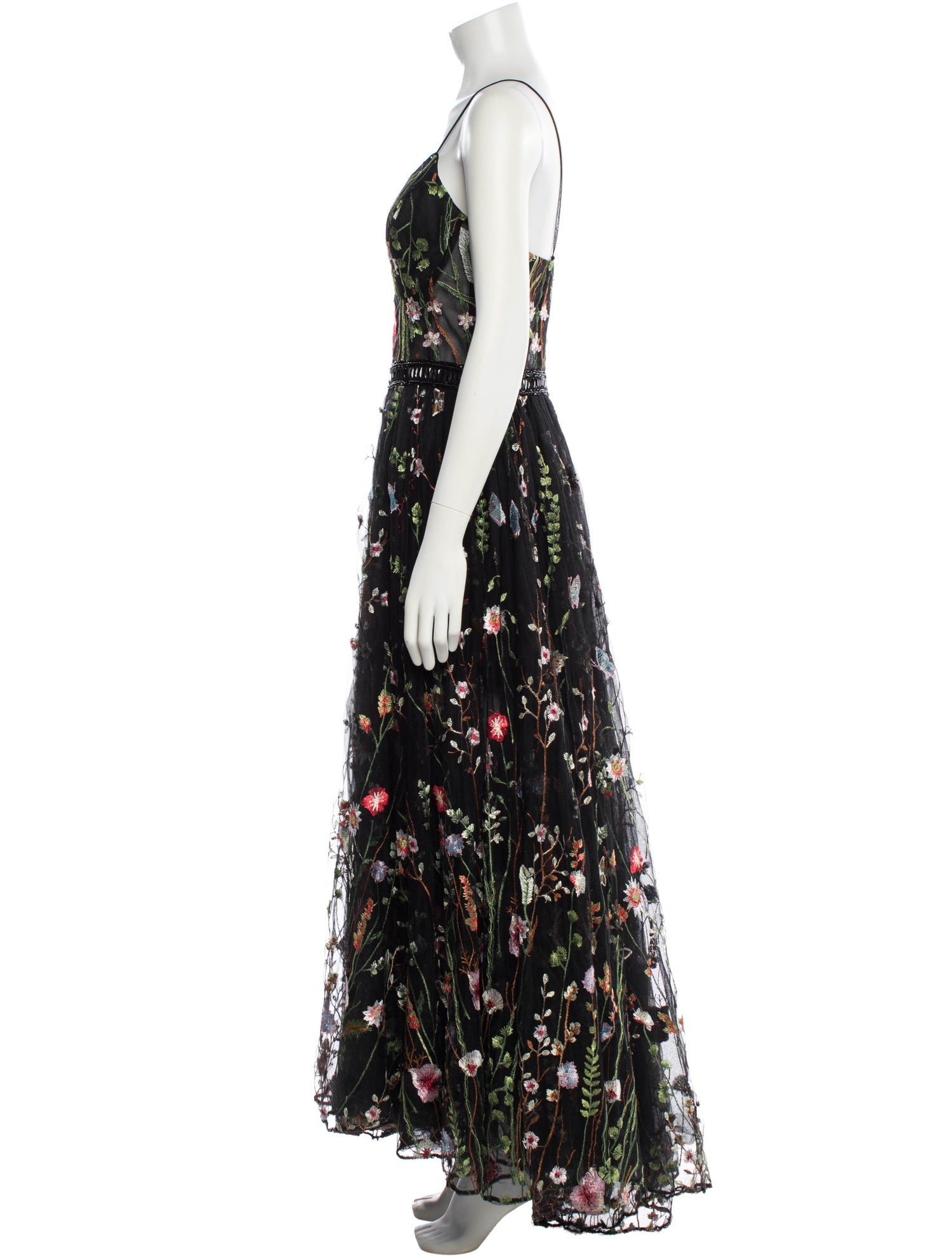 Mac Duggal Floral Print Long Dress