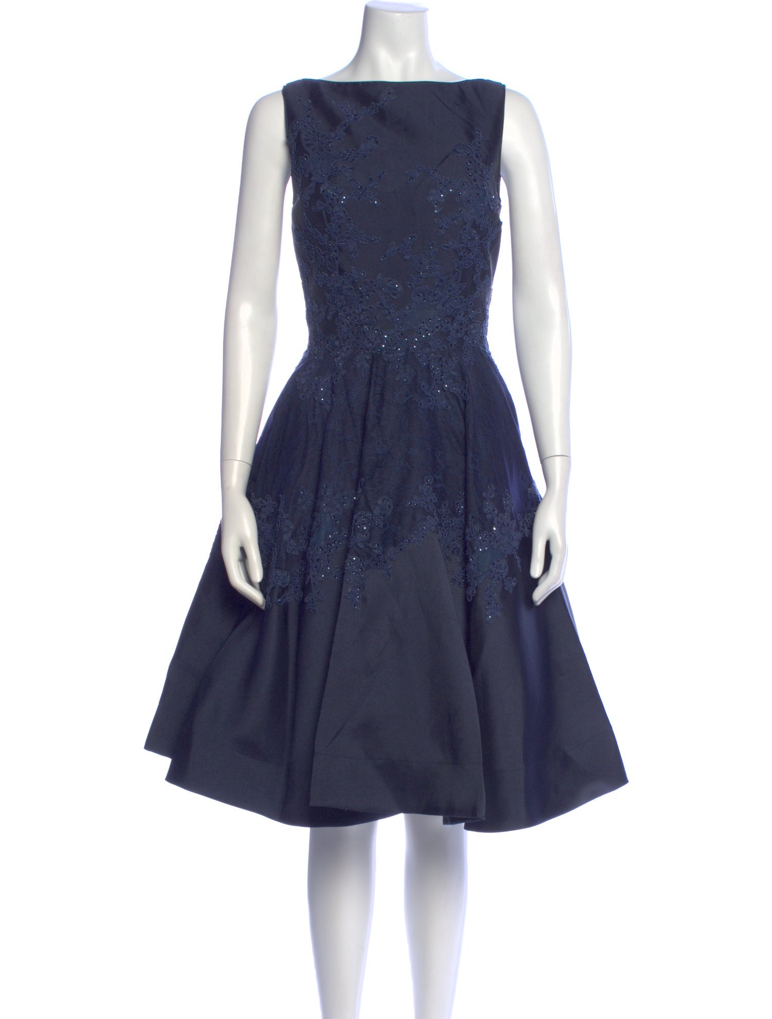 Mac Duggal Bateau Neckline Knee-Length Dress