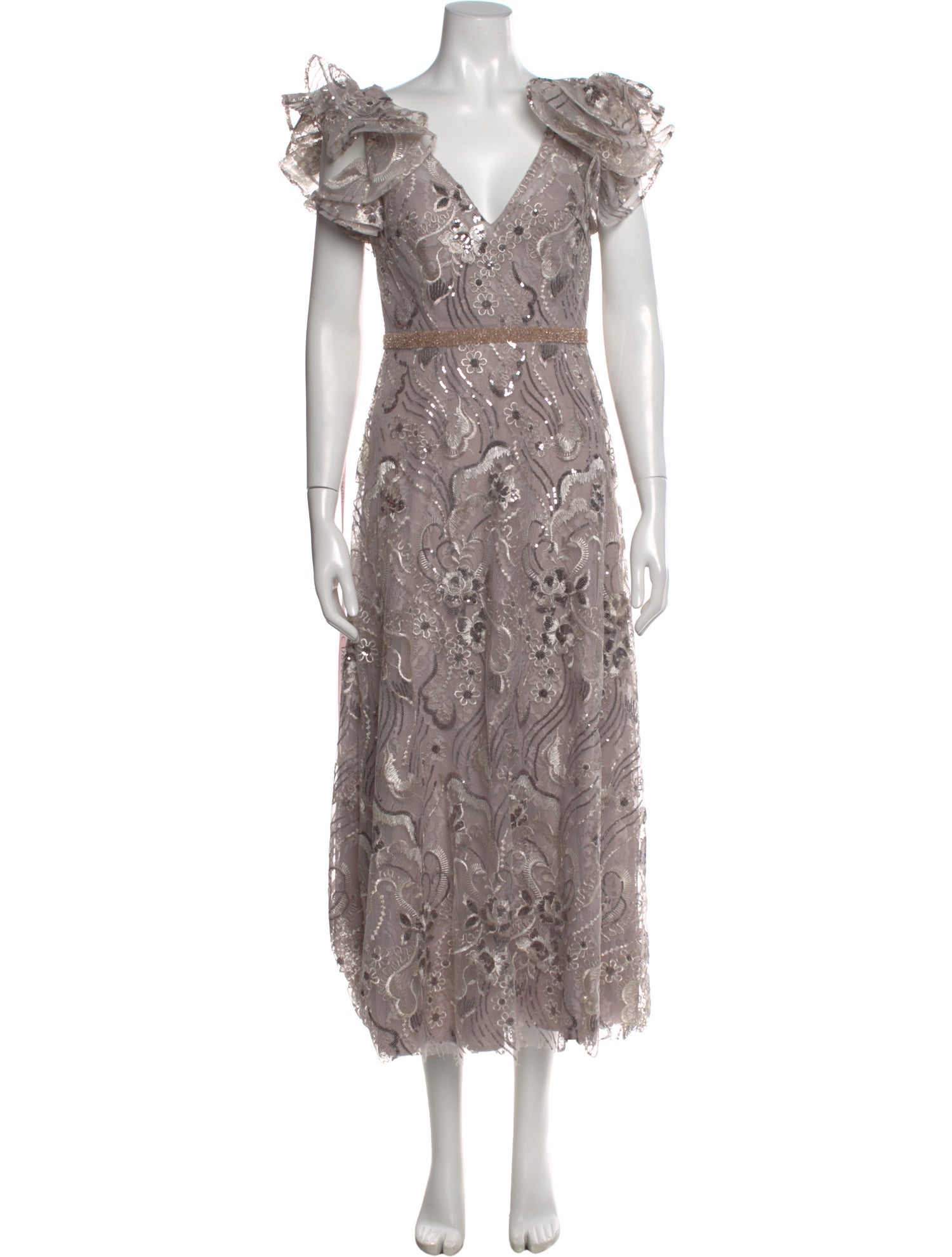 Mac Duggal Lace Pattern Long Dress