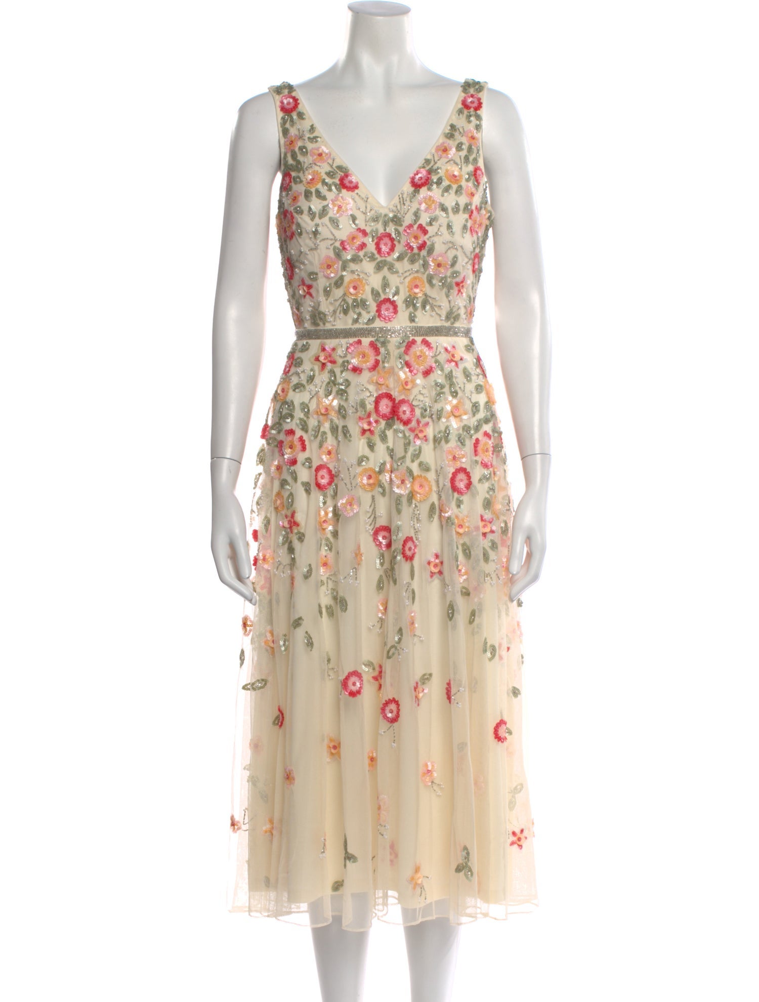 Mac Duggal Lace Pattern Midi Length Dress