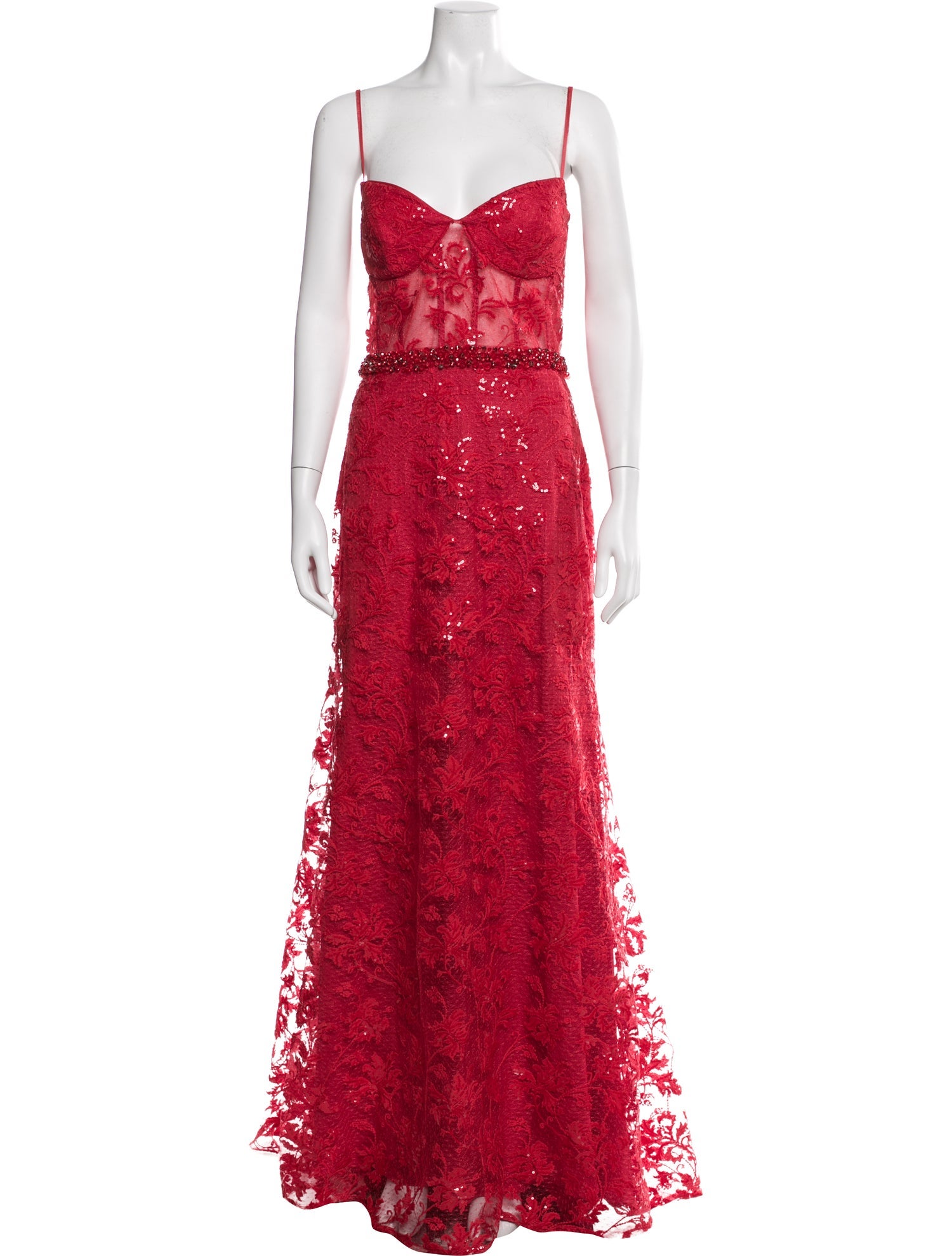 Mac Duggal Lace Pattern Long Dress