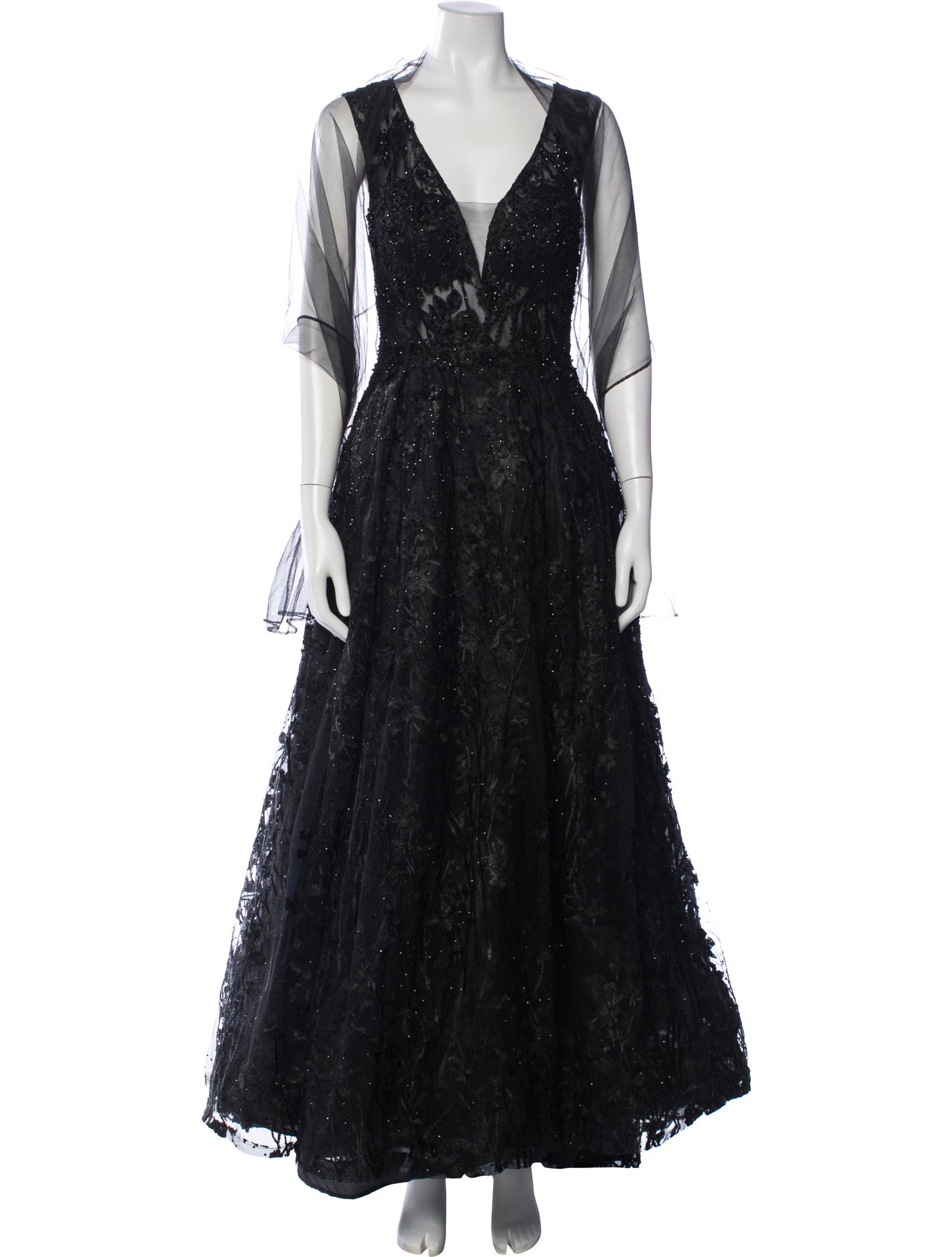 Mac Duggal V-Neck Long Dress