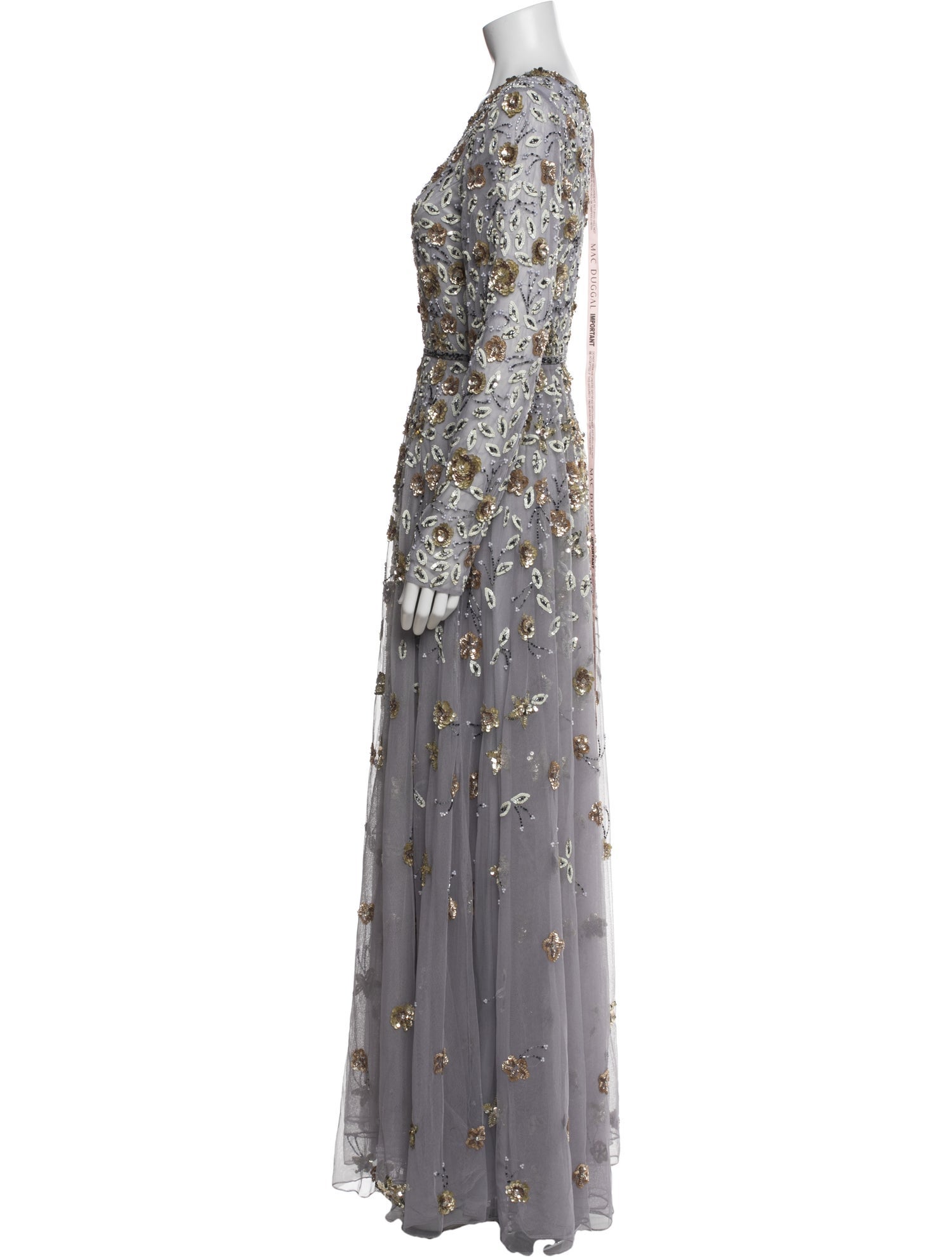 Mac Duggal Floral Print Long Dress