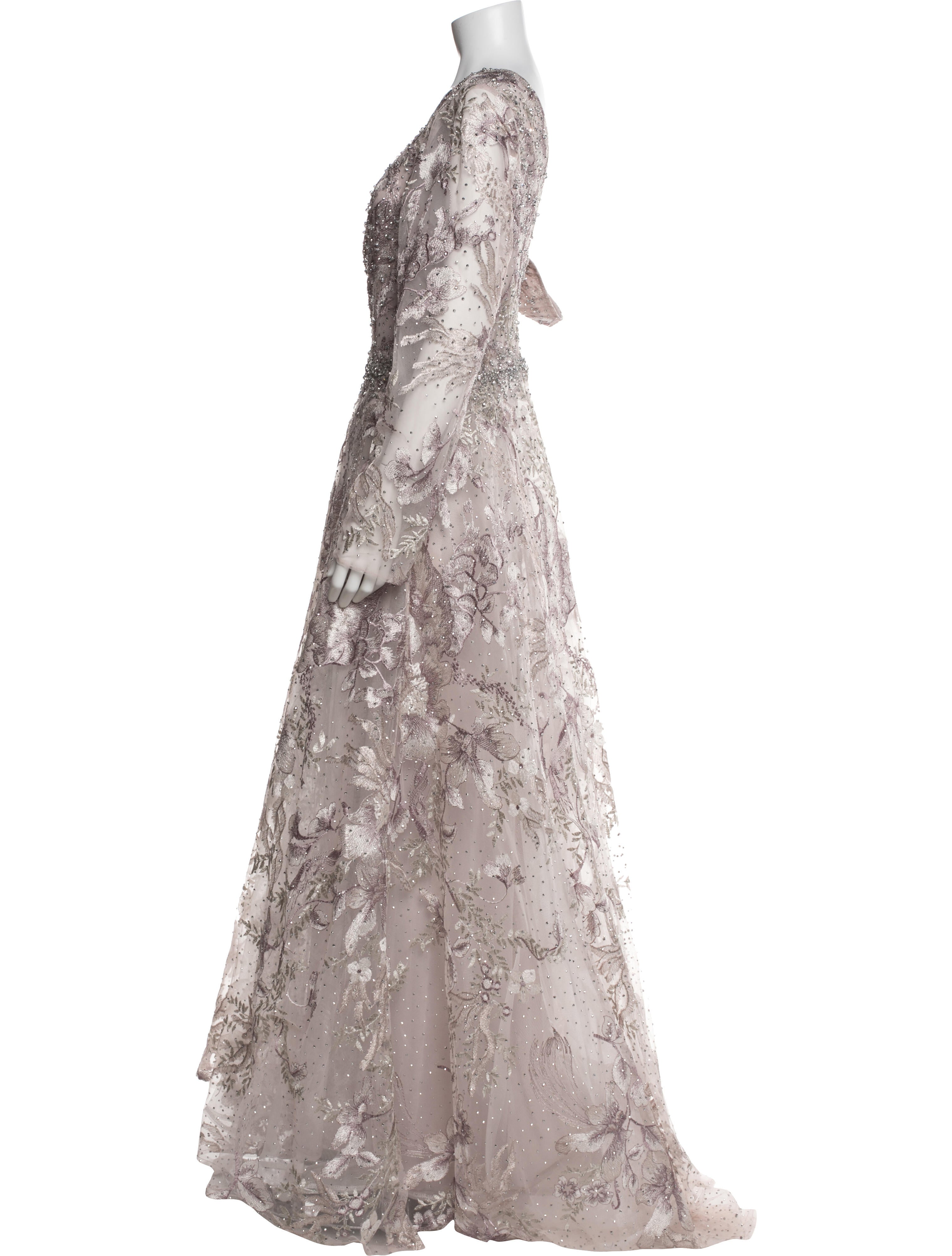 Mac Duggal Floral Print Long Dress w/ Tags