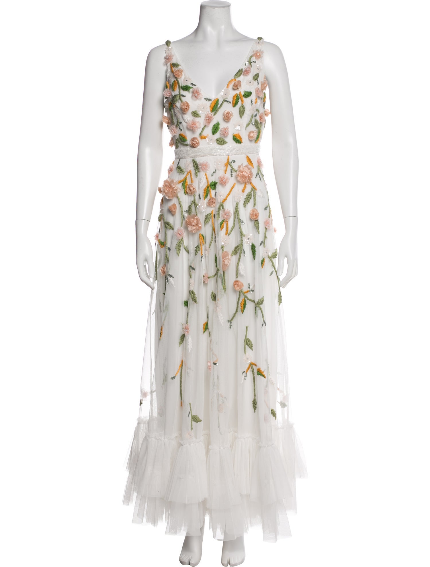 Mac Duggal Floral Print Long Dress
