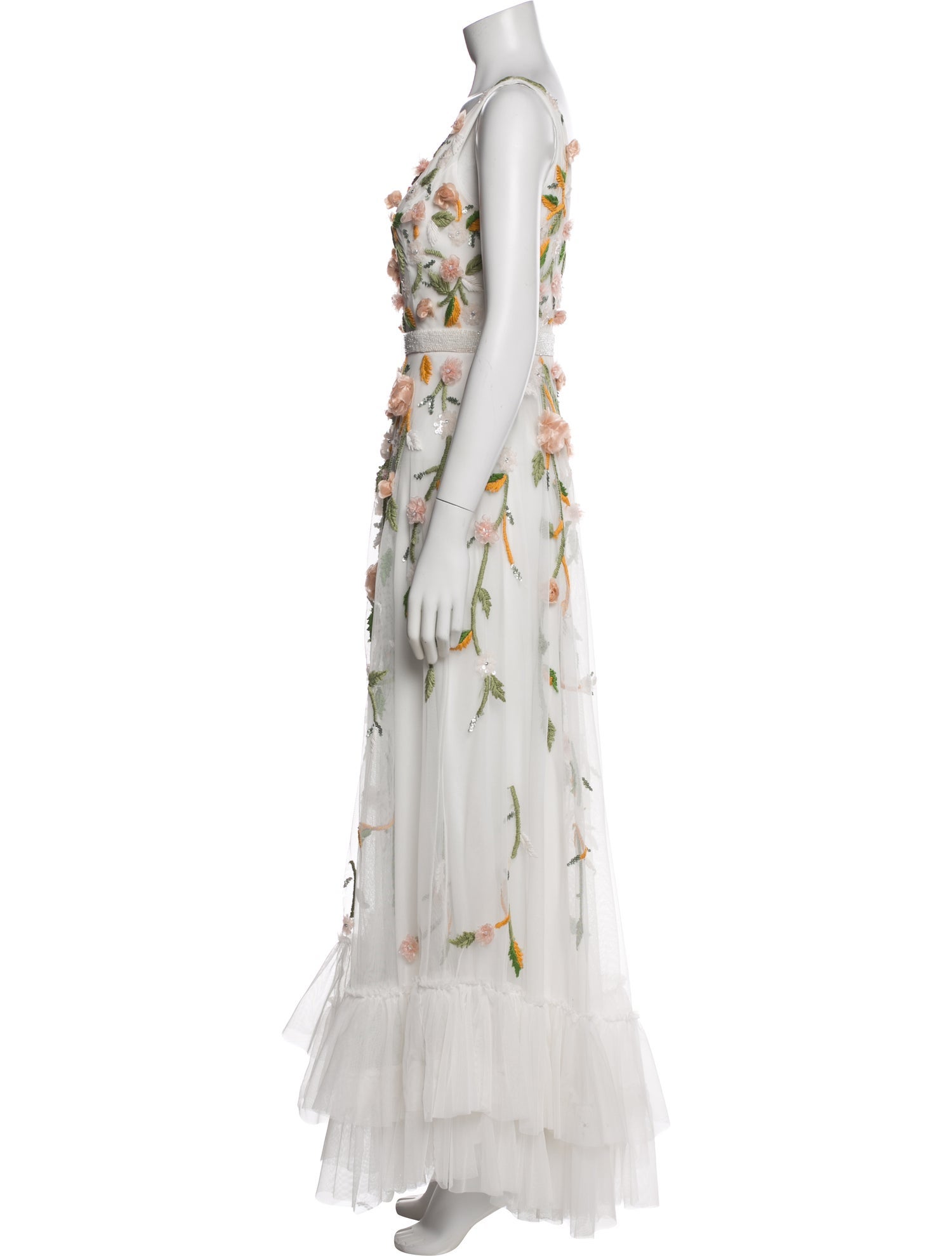 Mac Duggal Floral Print Long Dress
