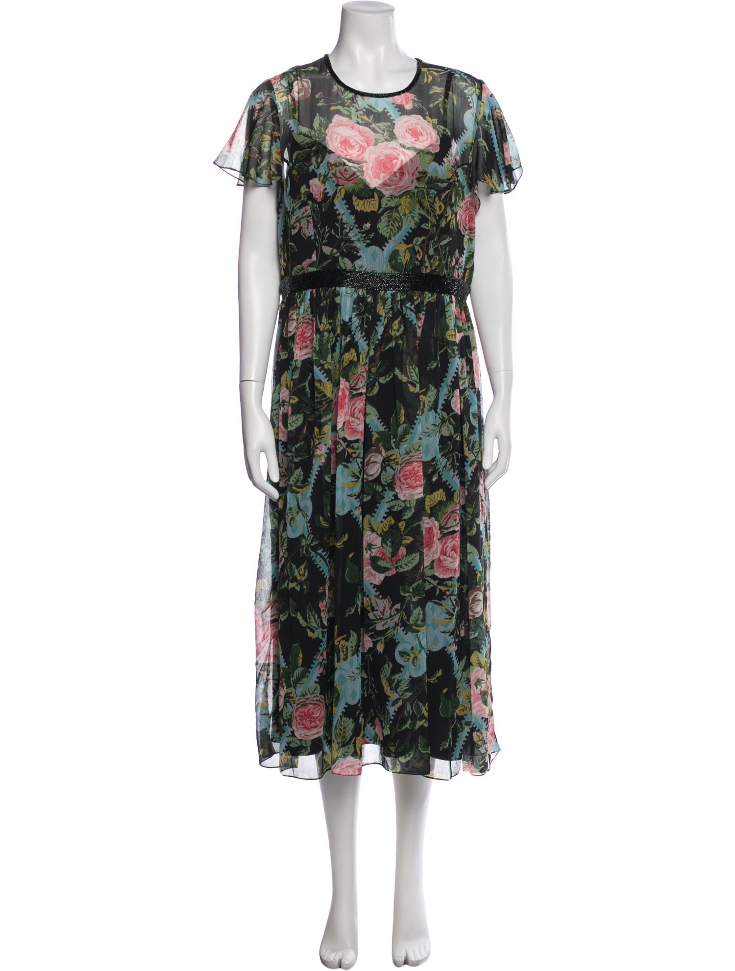Mac Duggal Floral Print Long Dress