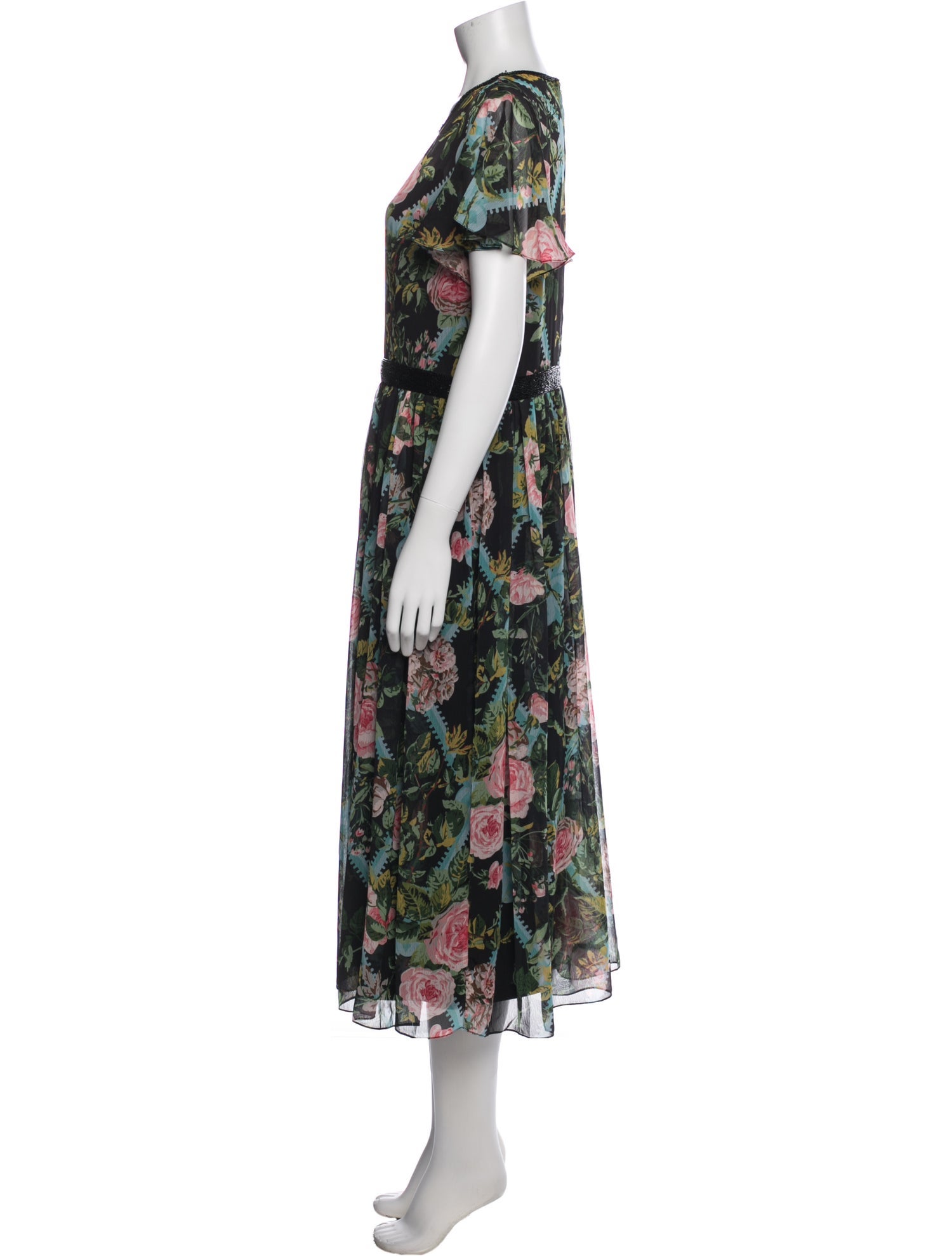 Mac Duggal Floral Print Long Dress