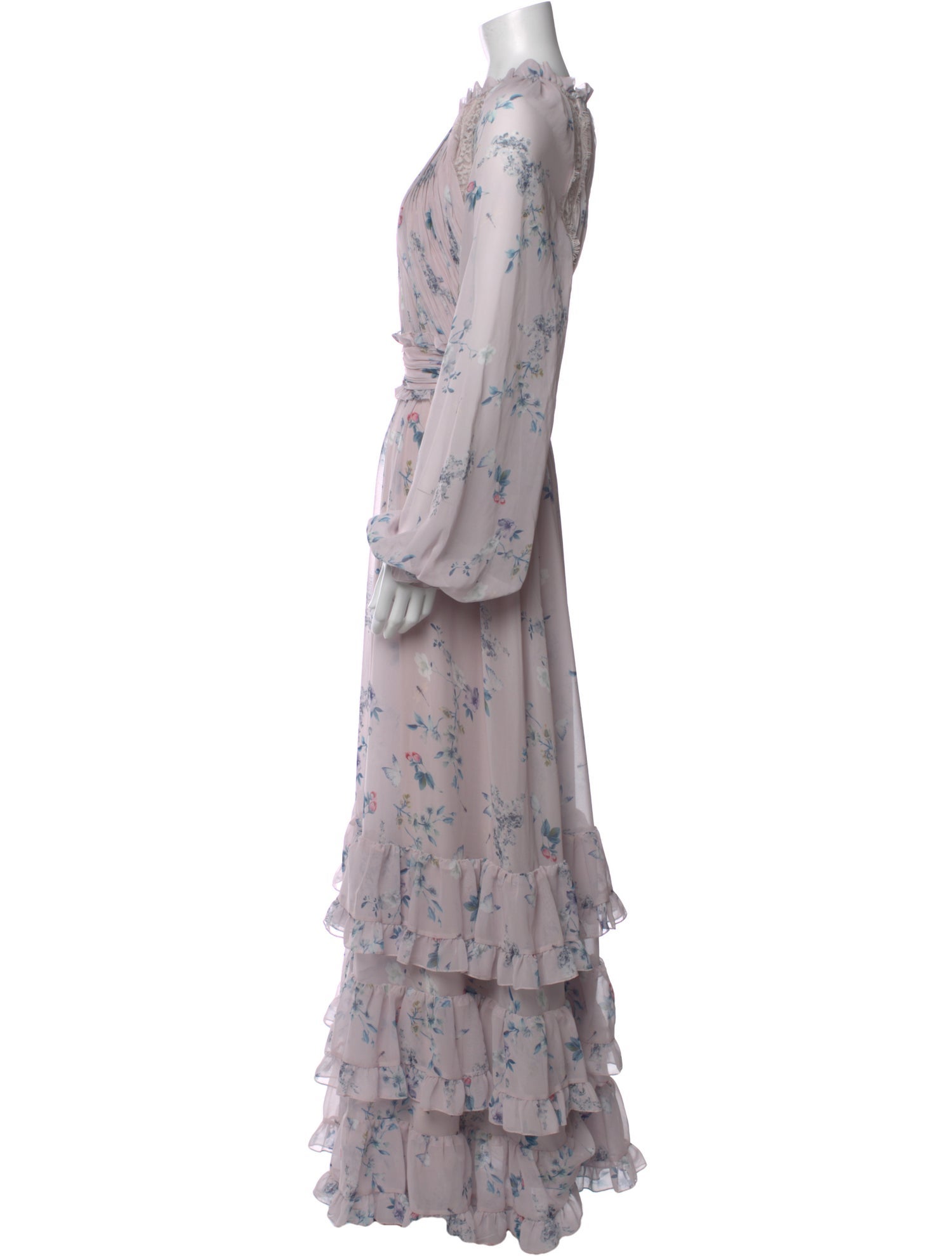 Mac Duggal Floral Print Long Dress