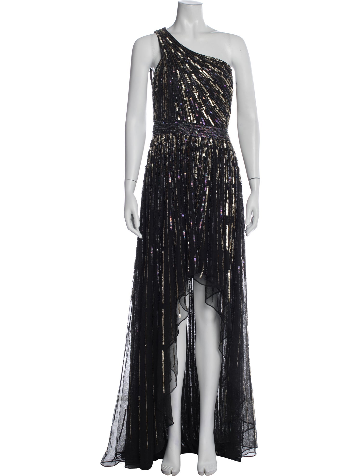 Mac Duggal Striped Long Dress