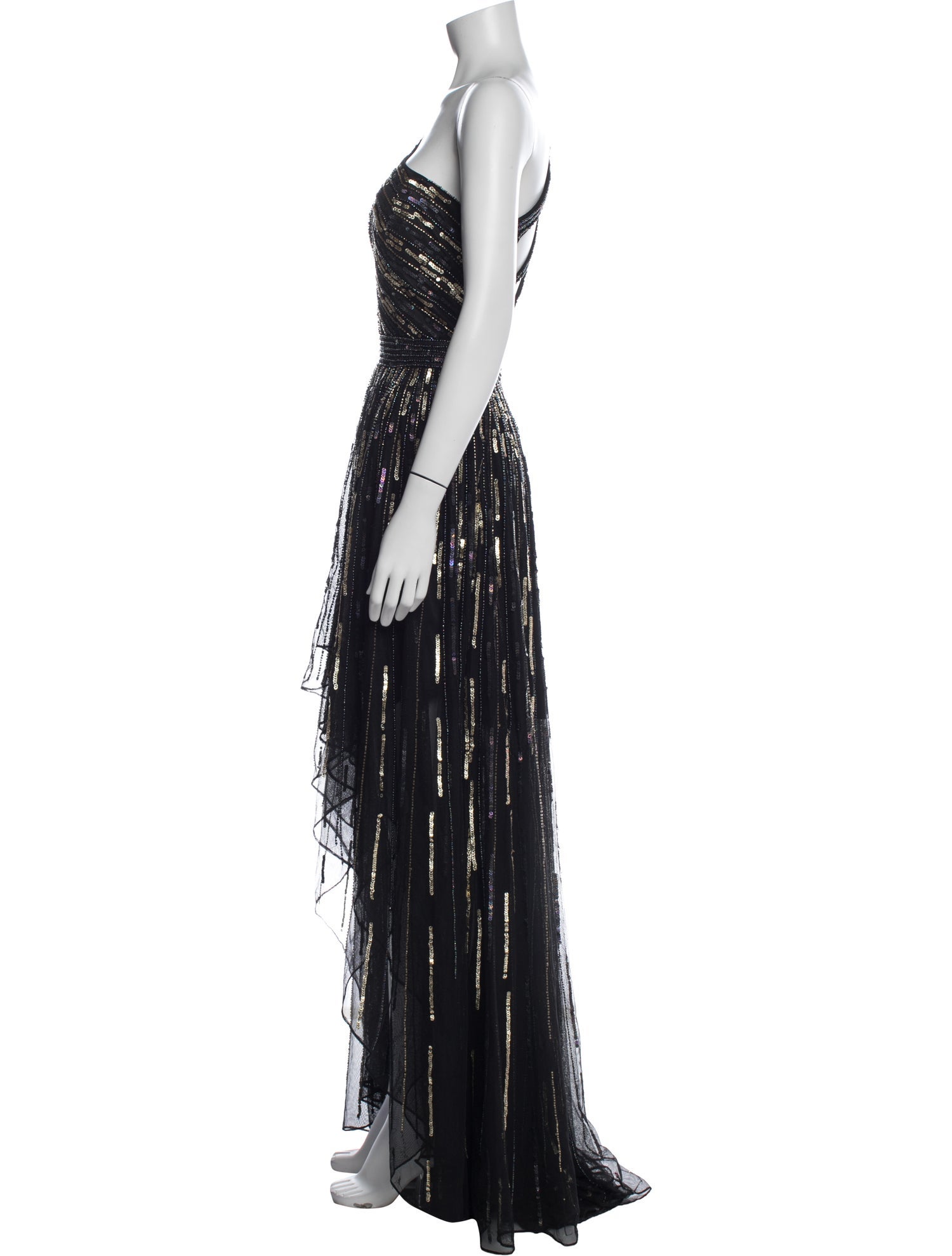Mac Duggal Striped Long Dress