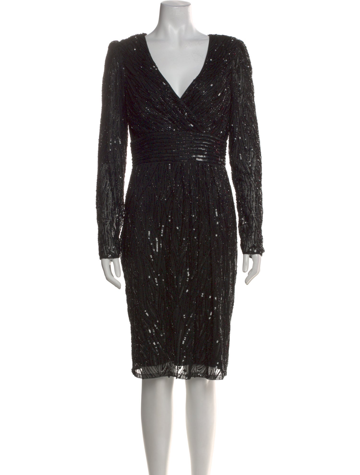 Mac Duggal V-Neck Knee-Length Dress