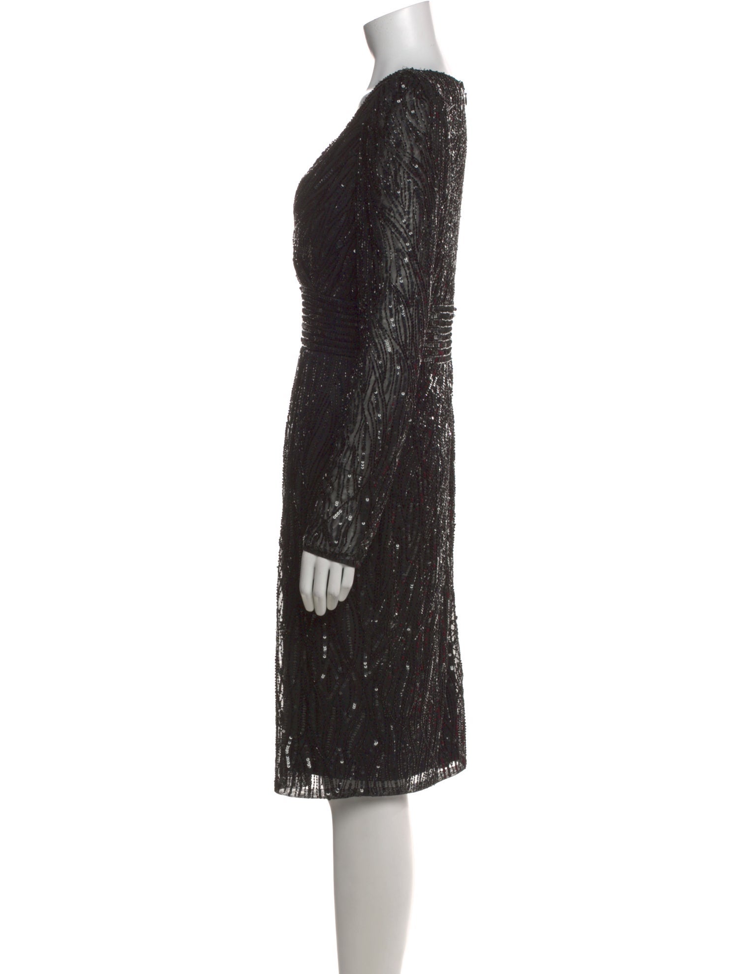 Mac Duggal V-Neck Knee-Length Dress