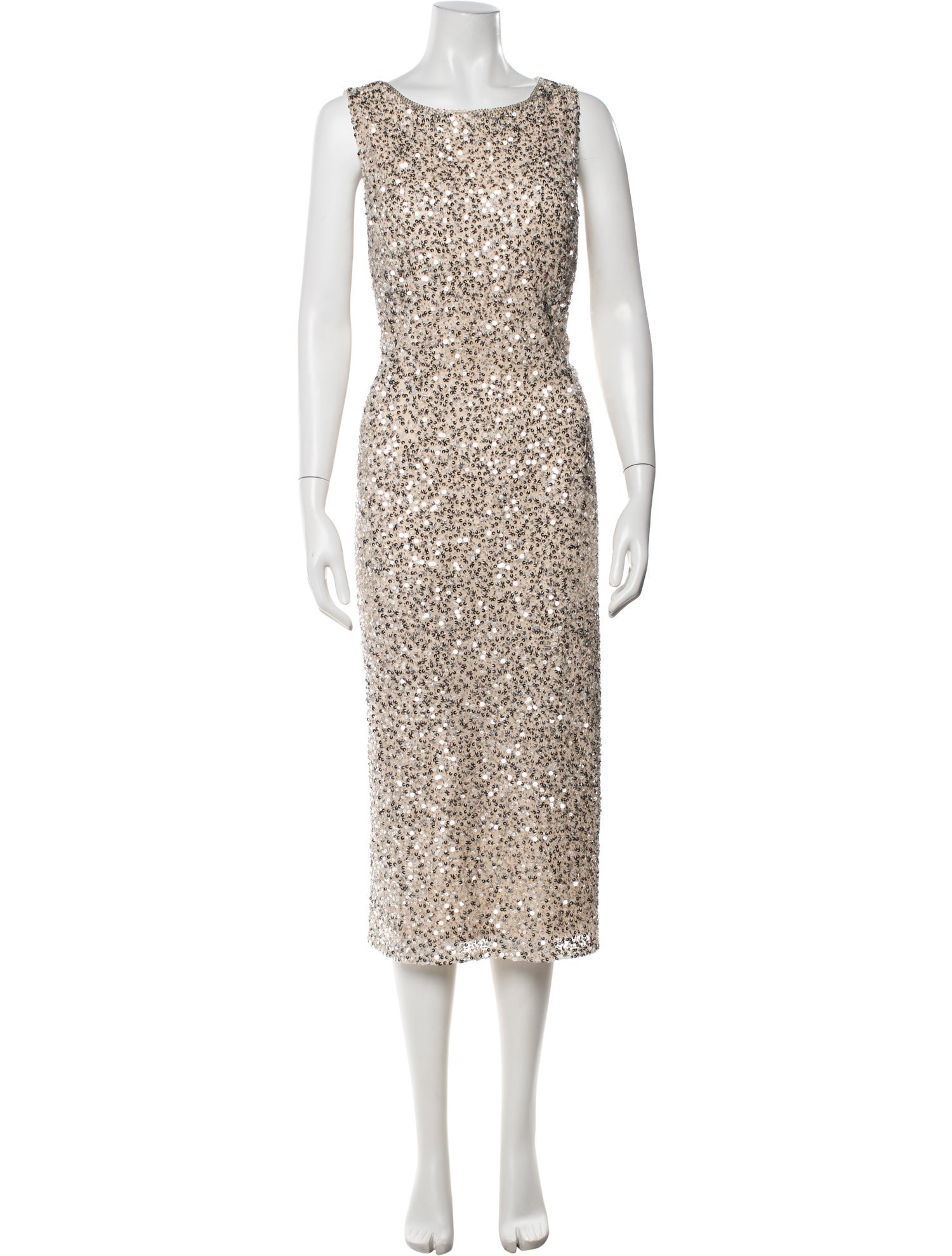 Mac Duggal Bateau Neckline Midi Length Dress