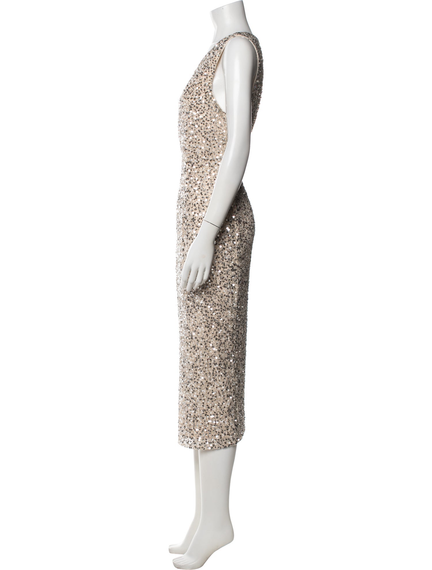 Mac Duggal Bateau Neckline Midi Length Dress