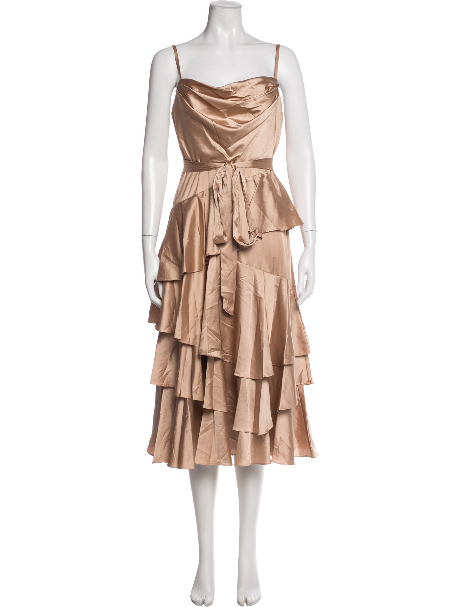 Mac Duggal Square Neckline Midi Length Dress
