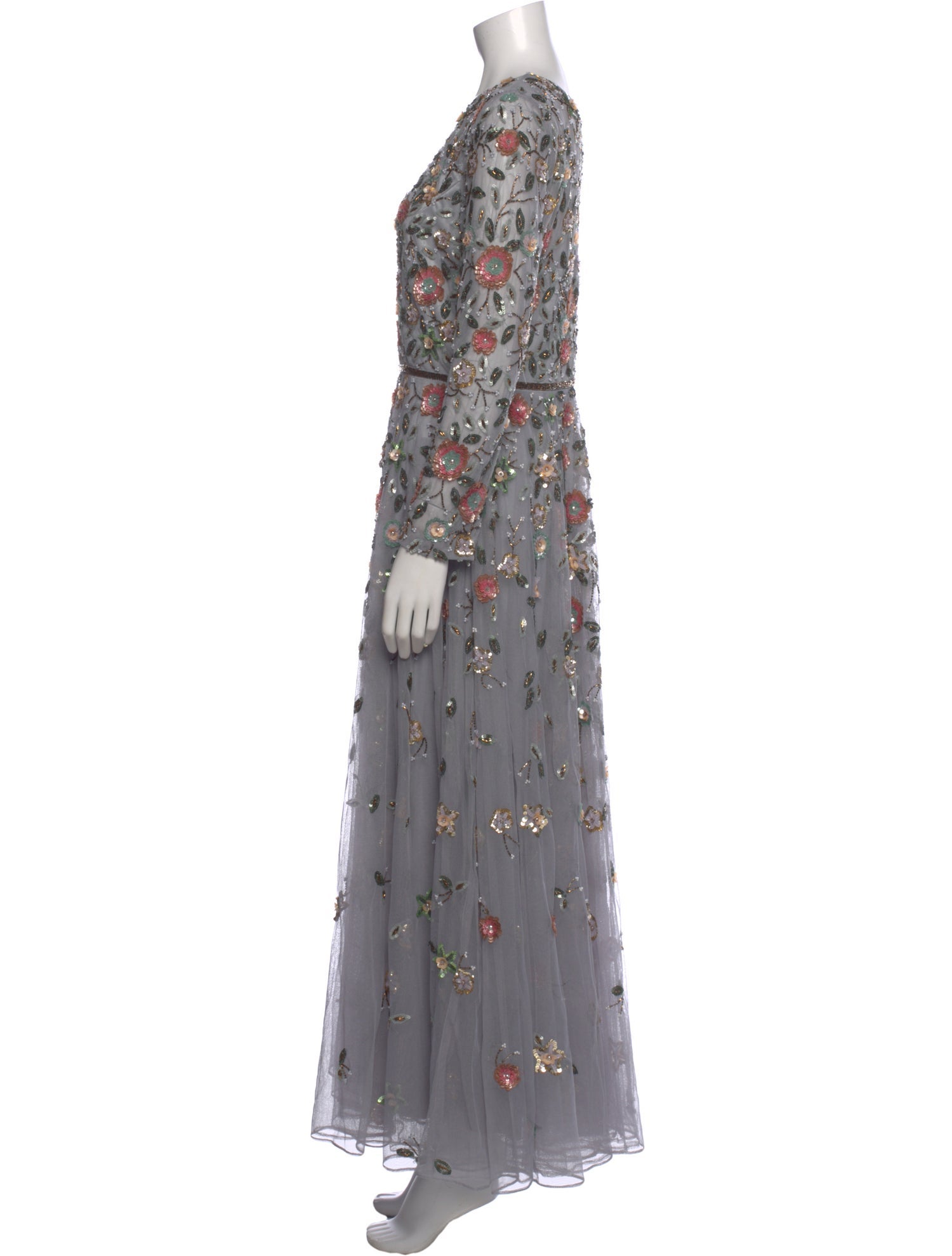 Mac Duggal Floral Print Long Dress