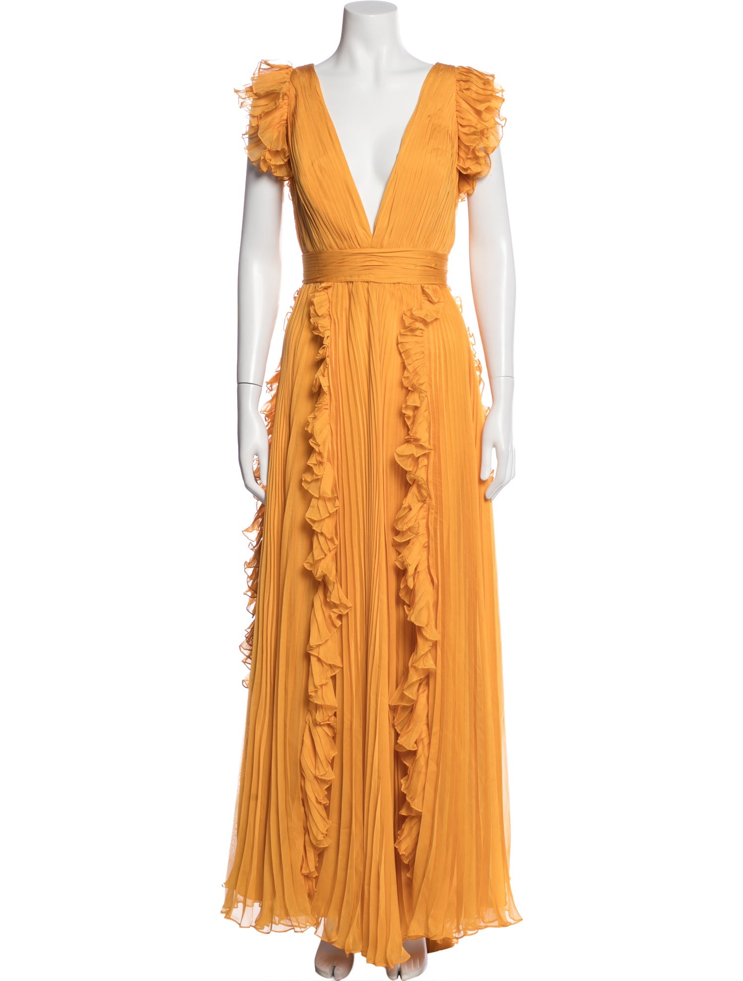 Mac Duggal V-Neck Long Dress w/ Tags - Yellow Dresses, Clothing -  WMDGL36147 | The RealReal