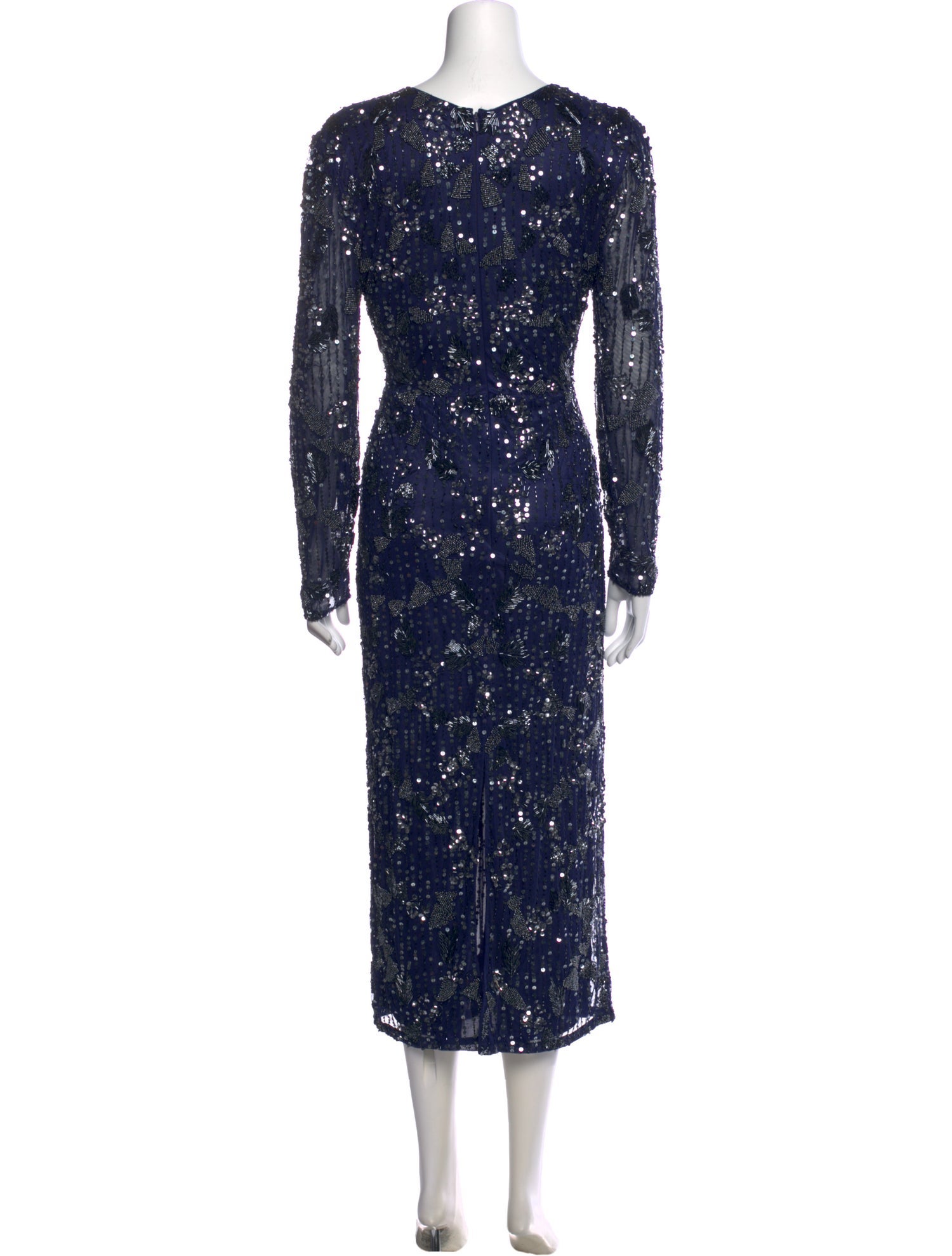mac duggal midi dress formal Blue Bustier Embroidered Floral A-Line Dress