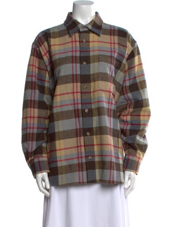 Madhappy Plaid Print Long Sleeve Button-Up Top