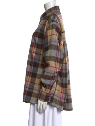 Madhappy Plaid Print Long Sleeve Button-Up Top