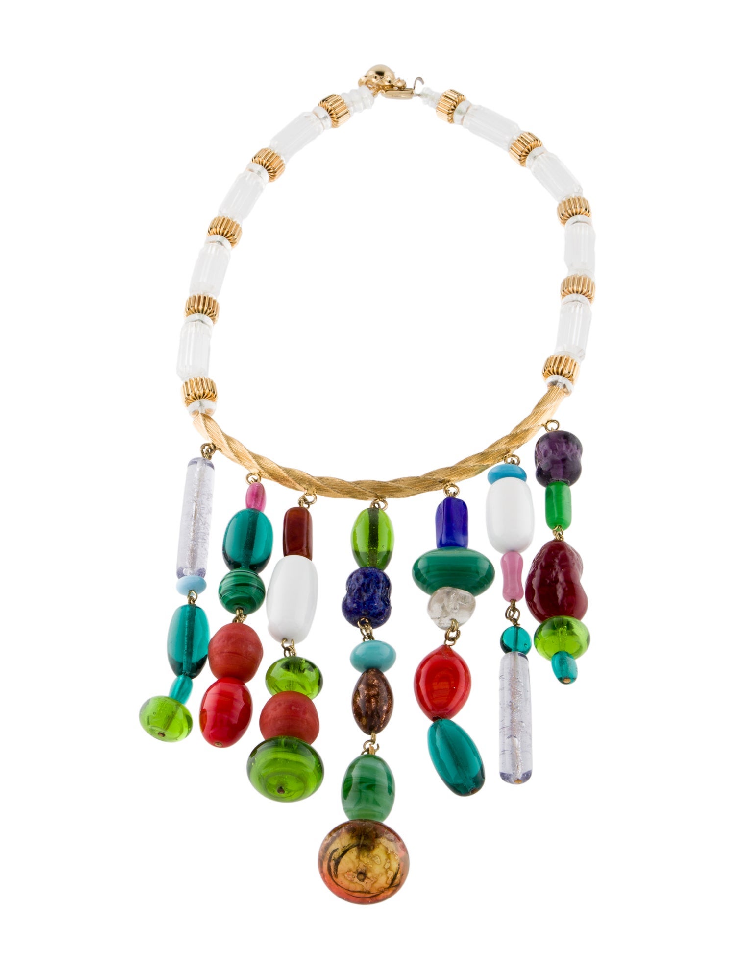 William De Lillo Glass Bead & Lucite Bib Collar Necklace