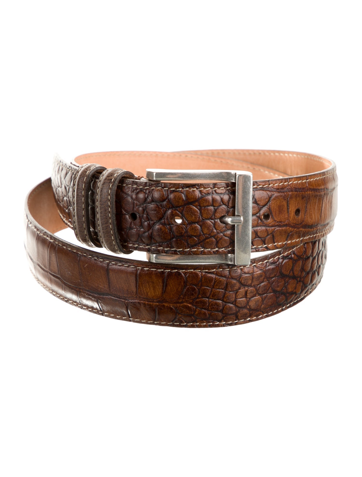 Martin Dingman Embossed Leather Leather Trim Embellishment Belt