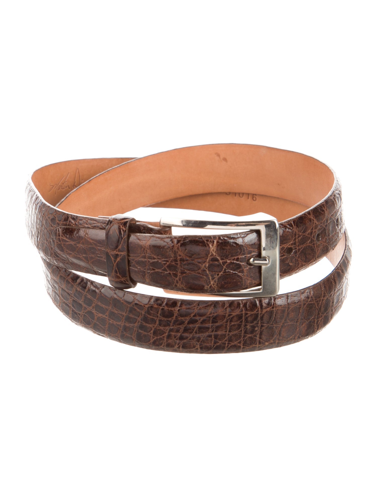 Martin Dingman Embossed Leather Embroidered Accent Belt