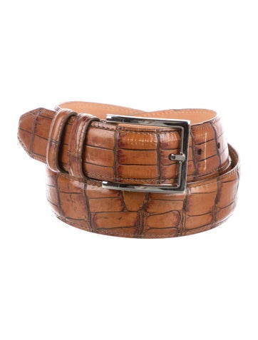 Pre-owned Martin Dingman Embossed Leather Belt In Brown