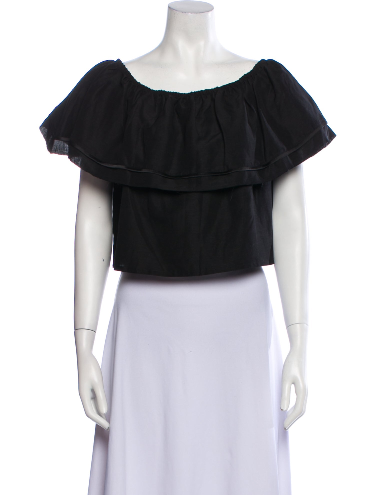 MAISON DE PAPILLON Silk Bateau Neckline Crop Top w/ Tags