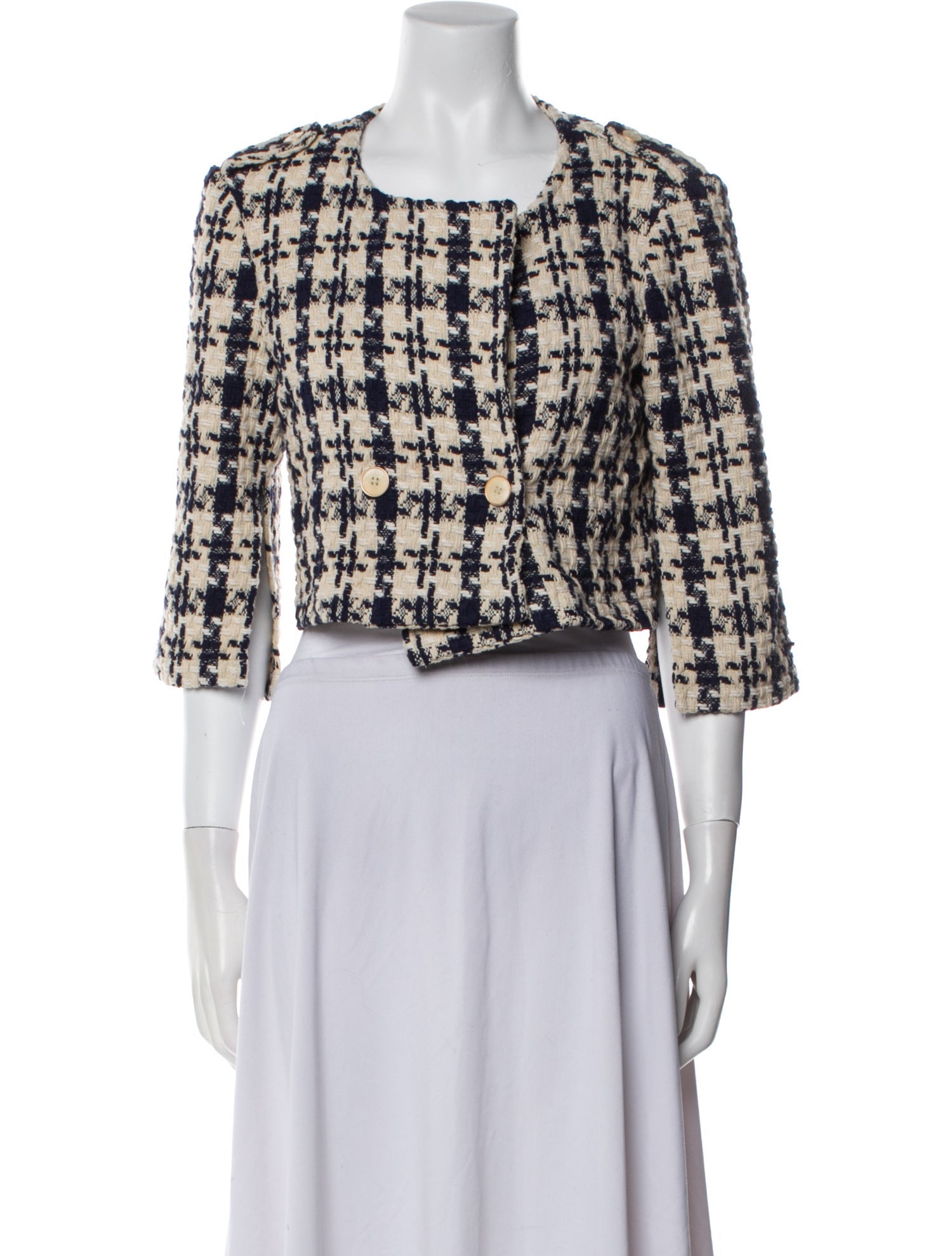 MAISON DE PAPILLON Houndstooth Print Evening Jacket