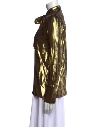 MAISON DE PAPILLON Silk Printed Button-Up Top