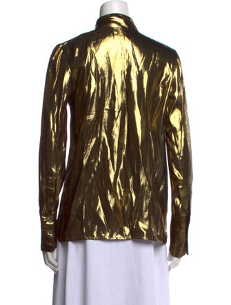 MAISON DE PAPILLON Silk Printed Button-Up Top