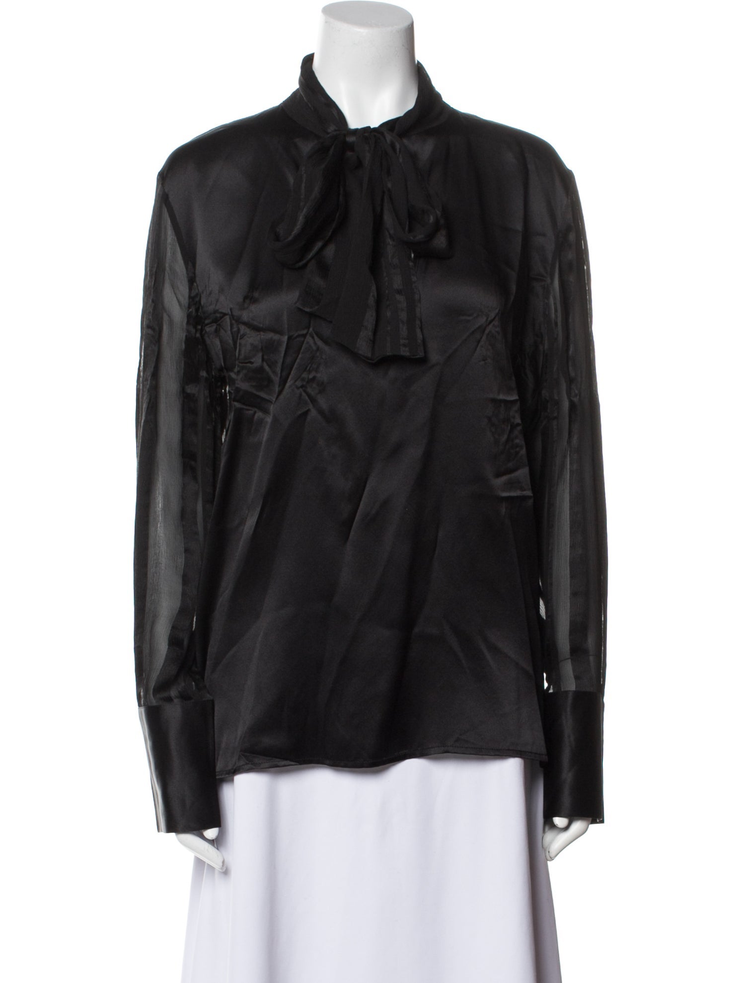 MAISON DE PAPILLON Silk Mock Neck Blouse