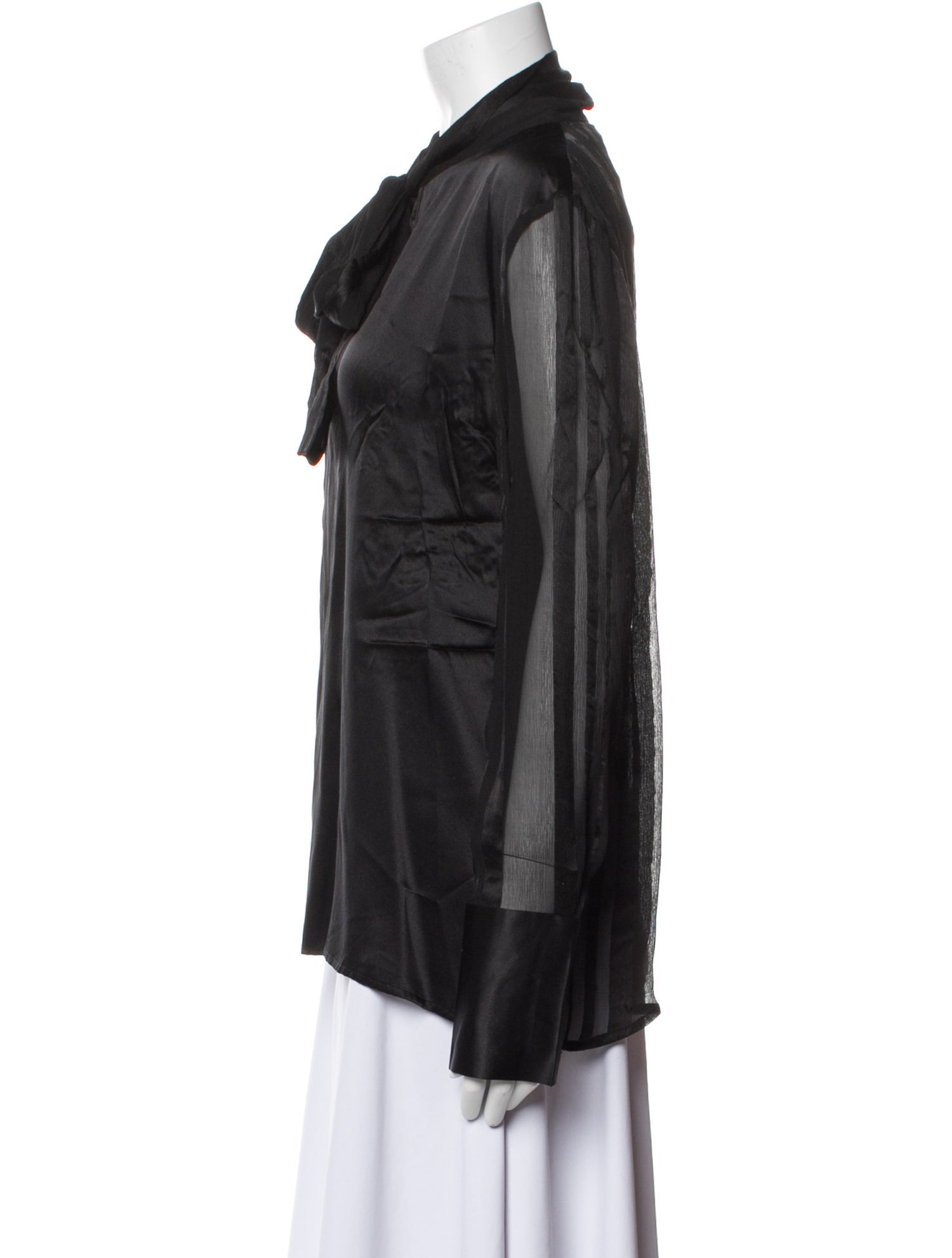 MAISON DE PAPILLON Silk Mock Neck Blouse