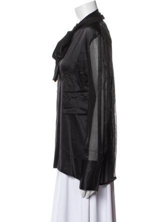 MAISON DE PAPILLON Silk Mock Neck Blouse