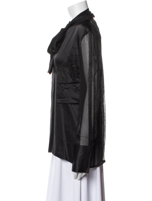 MAISON DE PAPILLON Silk Mock Neck Blouse