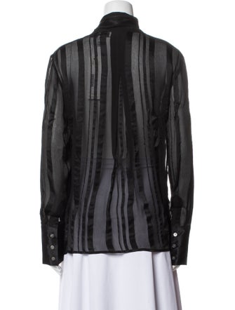 MAISON DE PAPILLON Silk Mock Neck Blouse