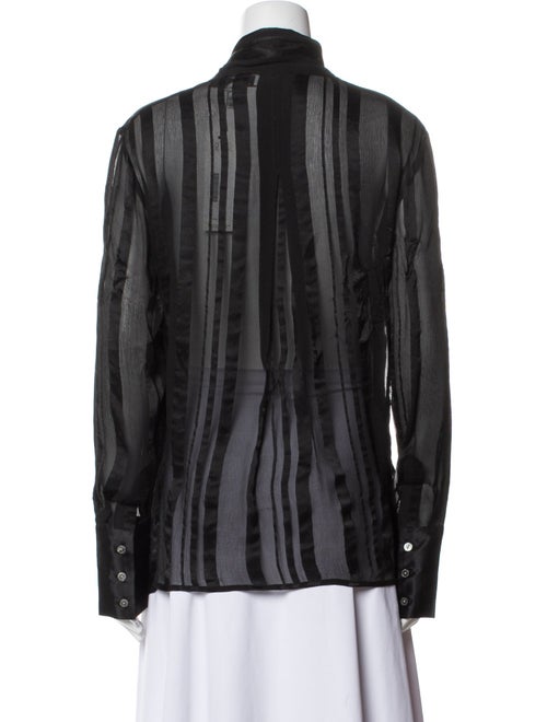 MAISON DE PAPILLON Silk Mock Neck Blouse