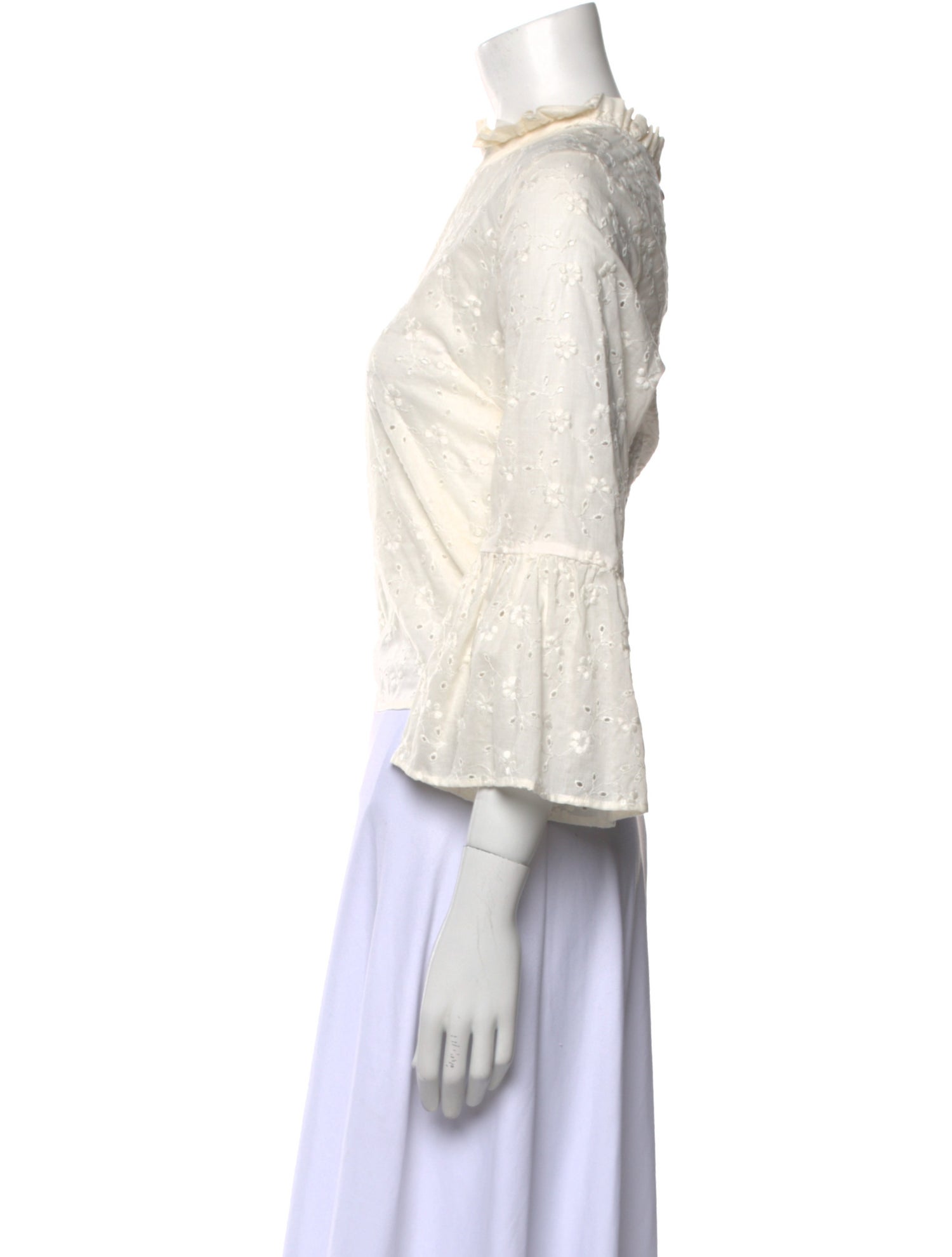 M.D.S. Stripes Mock Neck Three-Quarter Sleeve Crop Top