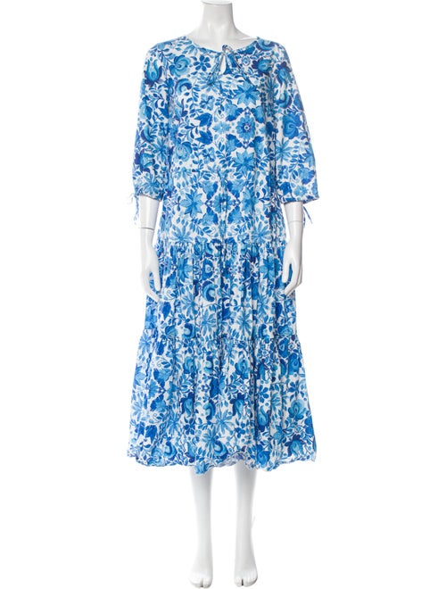 M.D.S. Stripes Floral Print Midi Length Dress