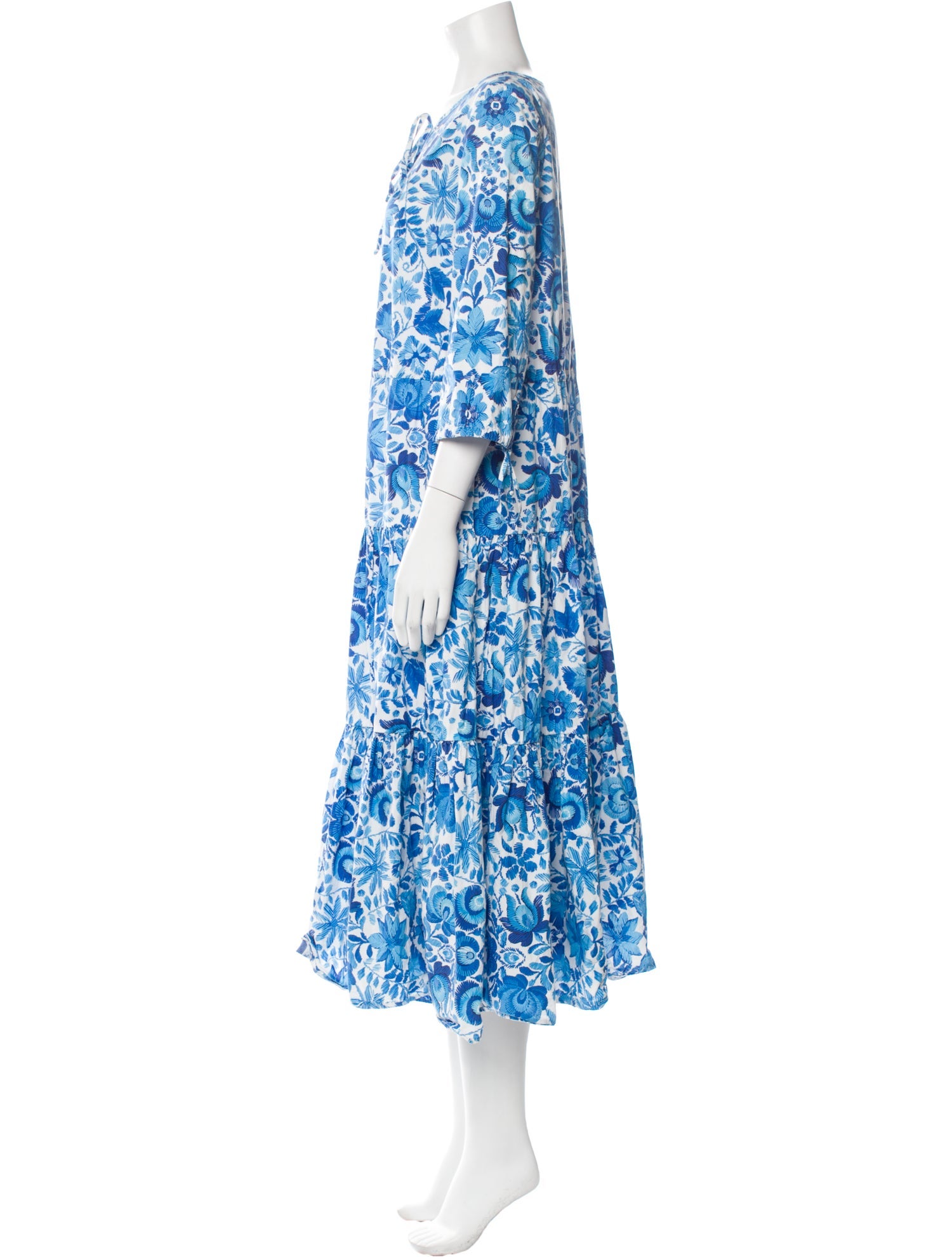 M.D.S. Stripes Floral Print Midi Length Dress