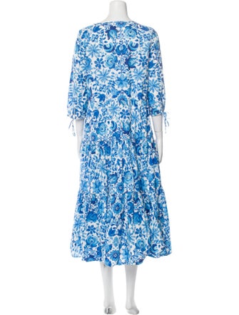 M.D.S. Stripes Floral Print Midi Length Dress