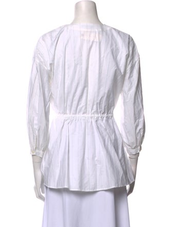 M.D.S. Stripes Striped Crew Neck Button-Up Top