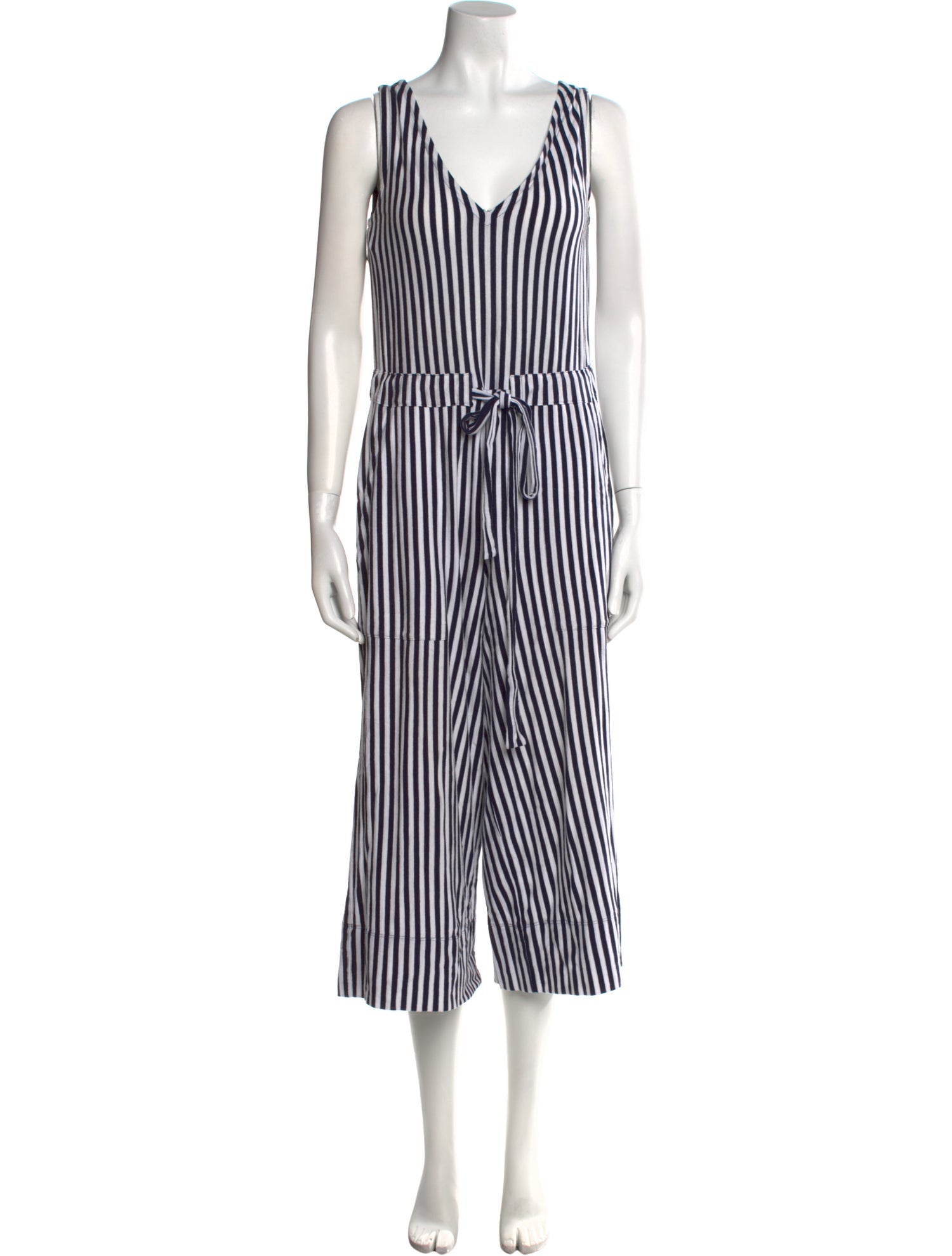 M.D.S. Stripes Striped V-Neck Jumpsuit