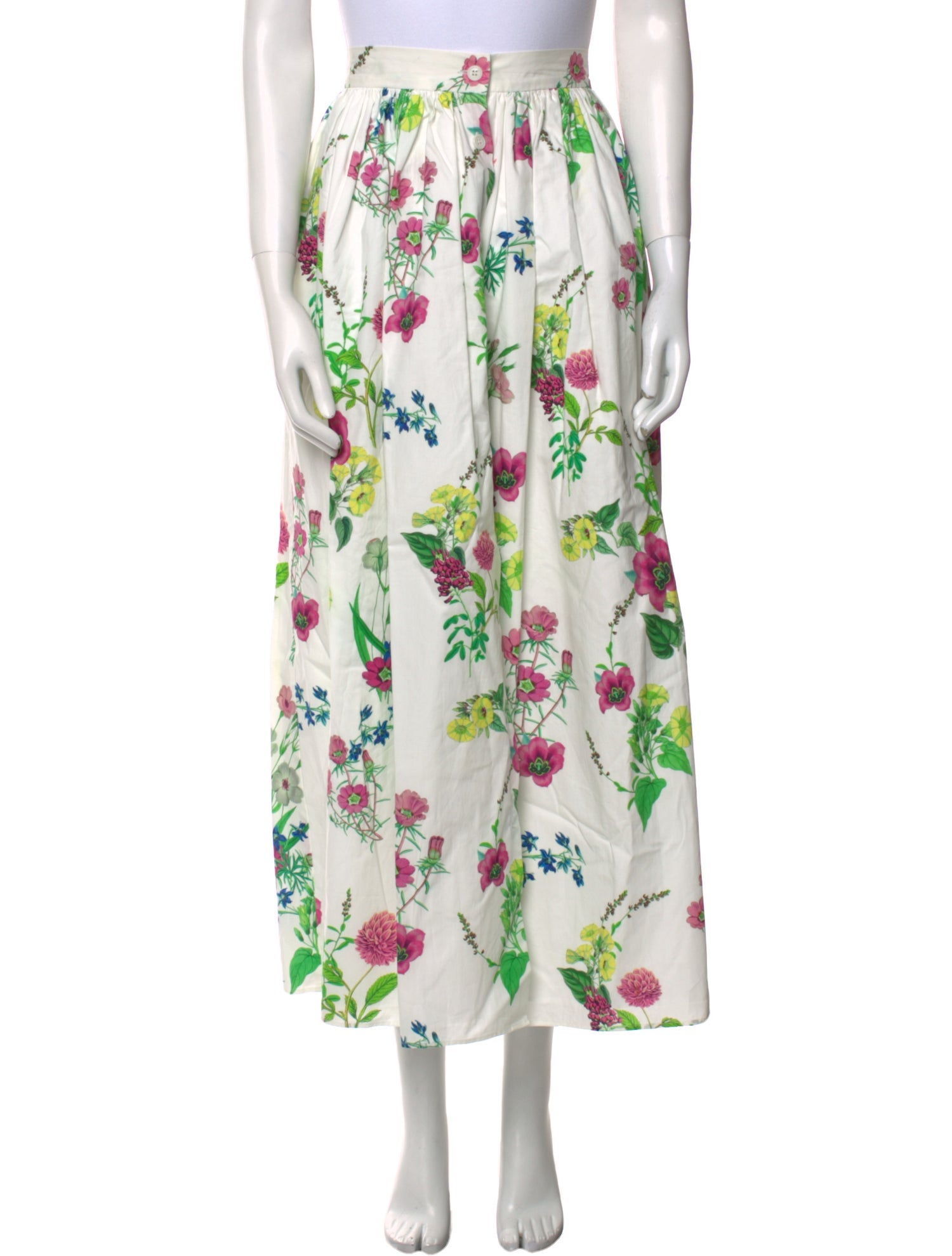 M.D.S. Stripes Floral Print Midi Length Skirt